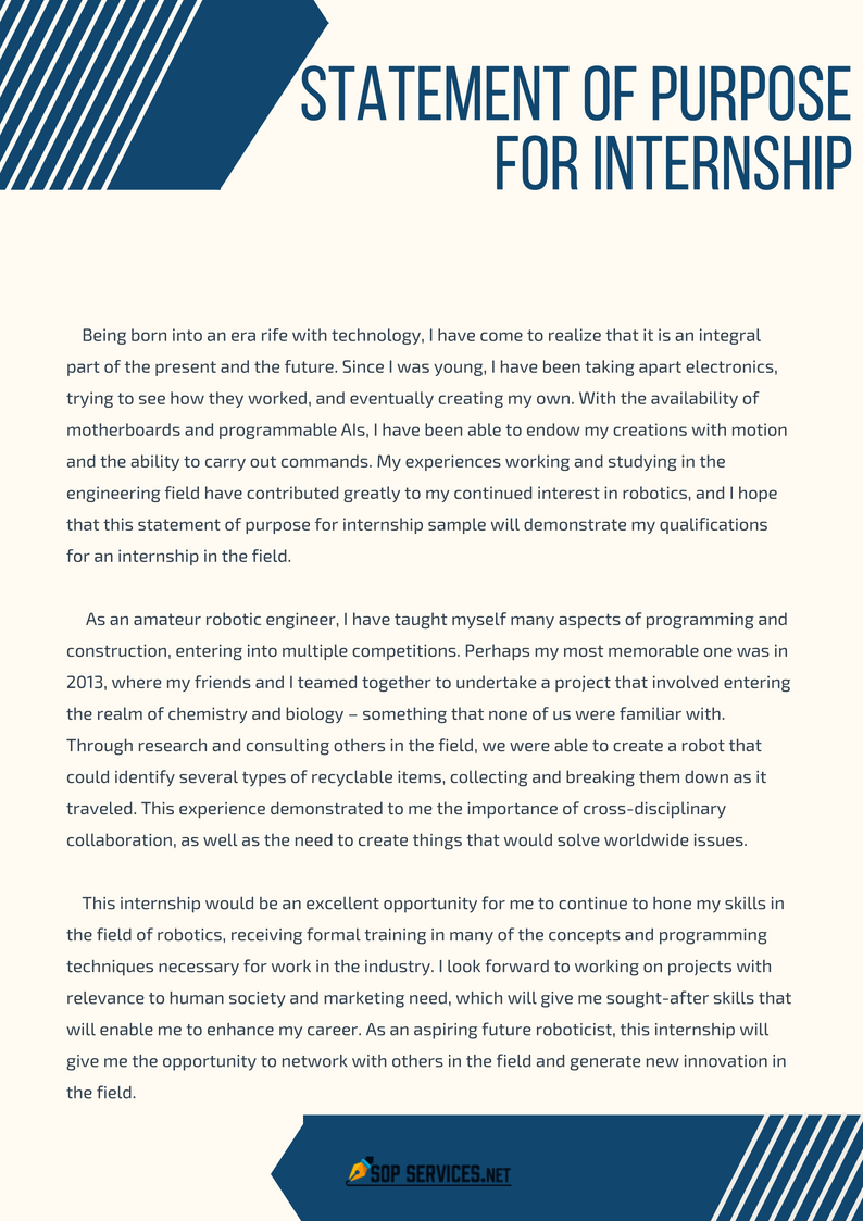 personal statement for internship template