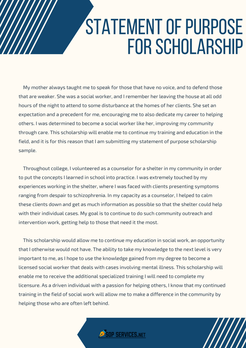 Scholarship Personal Statement Format SOP Format